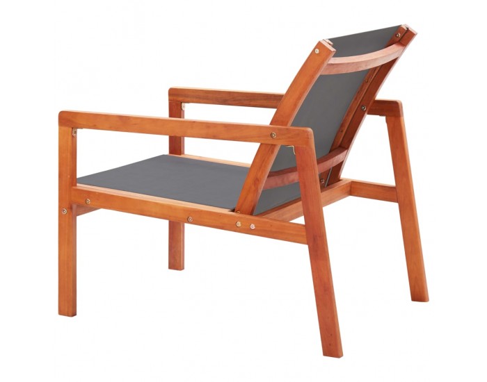 Sonata Градински релакс стол сив евкалиптово дърво масив и textilene