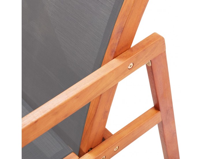 Sonata Градински релакс стол сив евкалиптово дърво масив и textilene