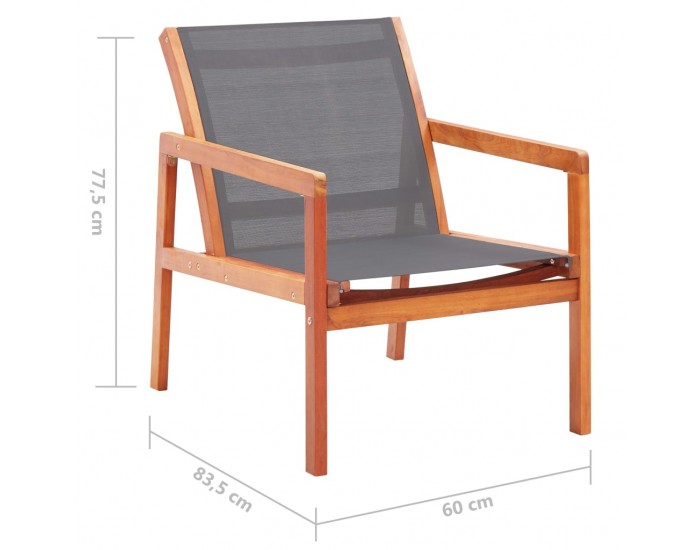 Sonata Градински релакс стол сив евкалиптово дърво масив и textilene