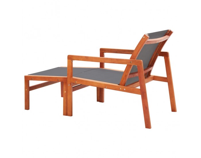 Sonata Градински стол с подложка за крака сив евкалипт масив textilene