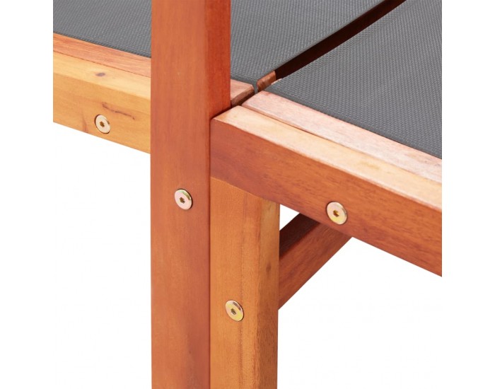 Sonata Градински стол с подложка за крака сив евкалипт масив textilene