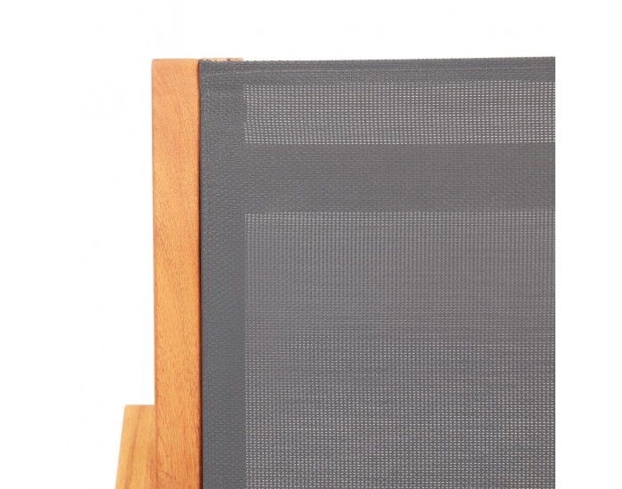 Sonata Градински стол с подложка за крака сив евкалипт масив textilene