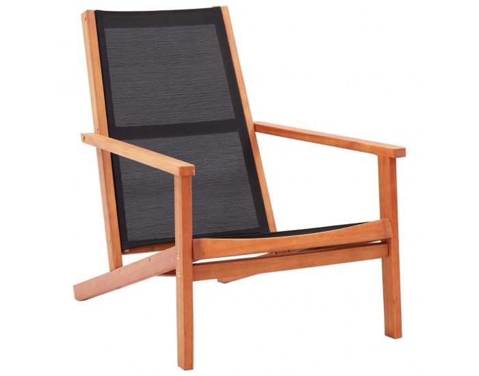 Sonata Градински релакс стол черен евкалиптово дърво масив и textilene