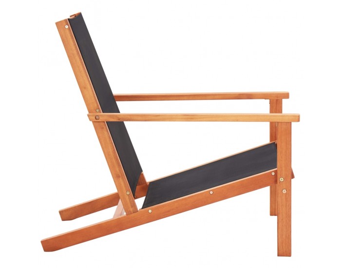 Sonata Градински релакс стол черен евкалиптово дърво масив и textilene