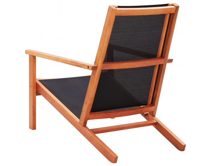 Sonata Градински релакс стол черен евкалиптово дърво масив и textilene