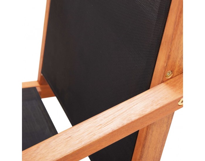 Sonata Градински релакс стол черен евкалиптово дърво масив и textilene