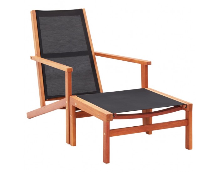 Sonata Градински стол с подложка за крака, евкалипт масив и textilene