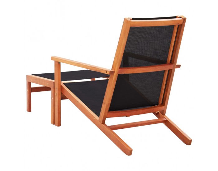 Sonata Градински стол с подложка за крака, евкалипт масив и textilene