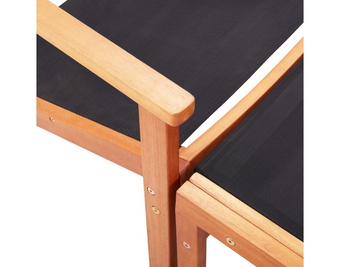 Sonata Градински стол с подложка за крака, евкалипт масив и textilene