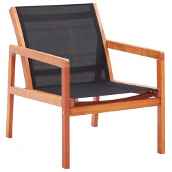 Sonata Градински релакс стол черен евкалиптово дърво масив и textilene - Градински столове