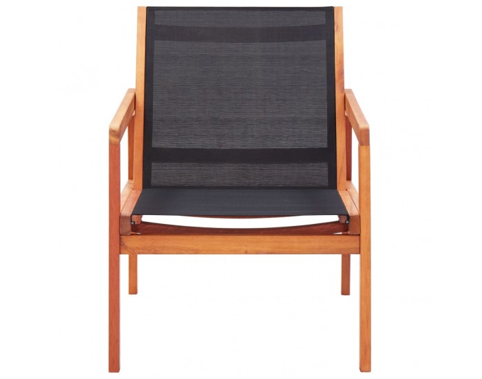 Sonata Градински релакс стол черен евкалиптово дърво масив и textilene