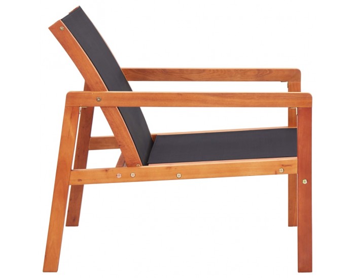 Sonata Градински релакс стол черен евкалиптово дърво масив и textilene