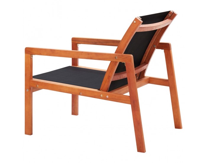 Sonata Градински релакс стол черен евкалиптово дърво масив и textilene