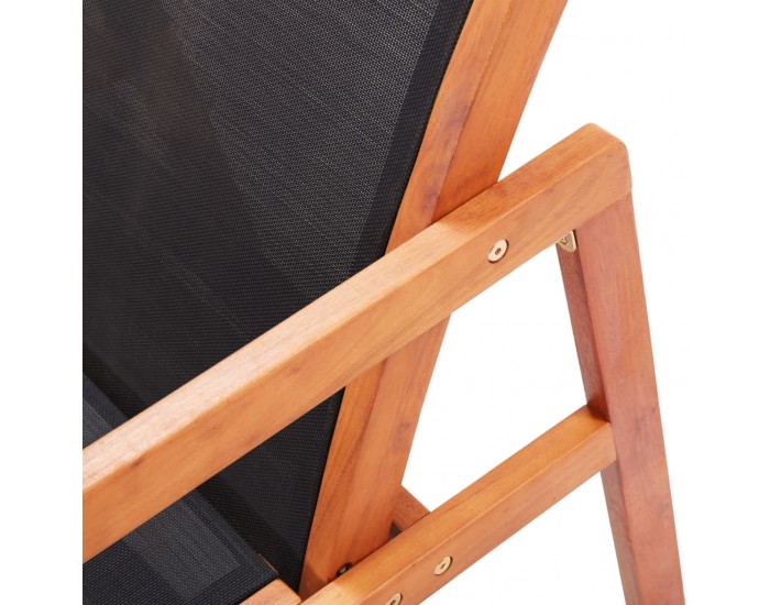 Sonata Градински релакс стол черен евкалиптово дърво масив и textilene