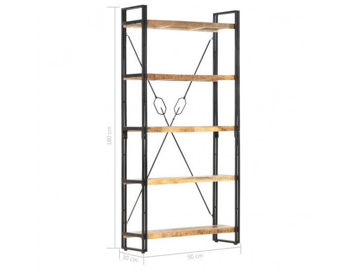 Sonata Библиотека с 5 рафта, 90x30x180 см, манго масив