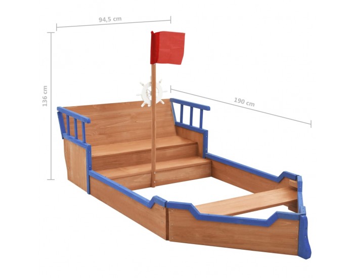 Sonata Пясъчник пиратски кораб, чам, 190x94,5x136 см