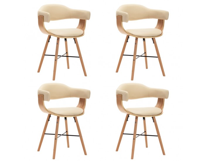 Sonata Трапезни столове, 4 бр, кремави, изкуствена кожа и извито дърво