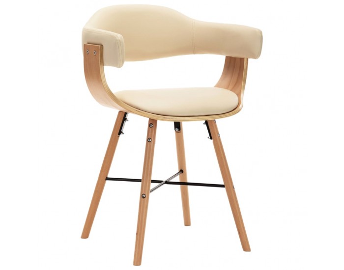 Sonata Трапезни столове, 4 бр, кремави, изкуствена кожа и извито дърво