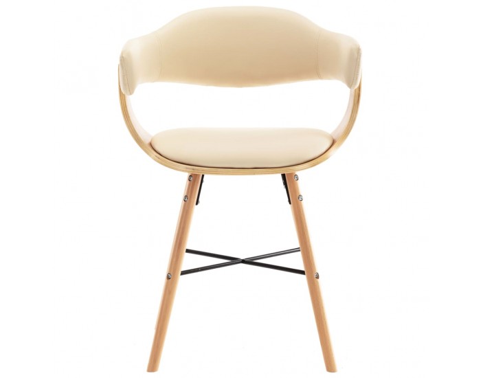 Sonata Трапезни столове, 4 бр, кремави, изкуствена кожа и извито дърво