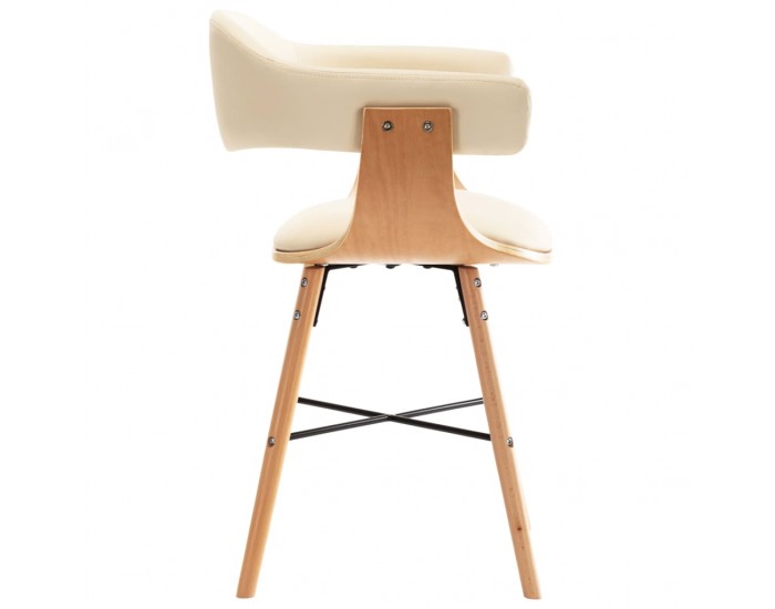 Sonata Трапезни столове, 4 бр, кремави, изкуствена кожа и извито дърво