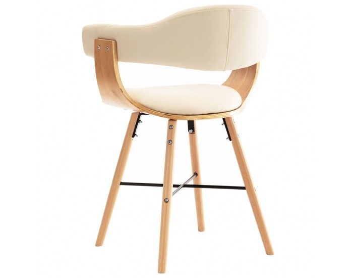 Sonata Трапезни столове, 6 бр, кремави, изкуствена кожа и извито дърво