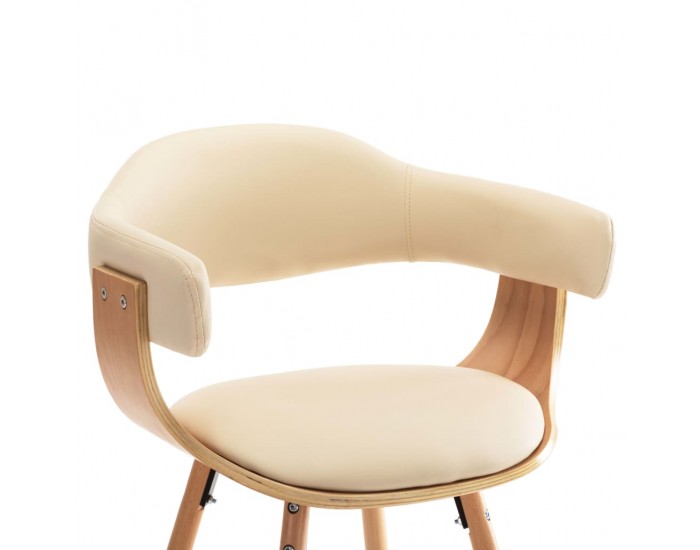 Sonata Трапезни столове, 6 бр, кремави, изкуствена кожа и извито дърво