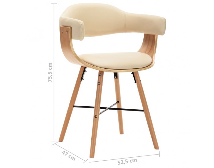 Sonata Трапезни столове, 6 бр, кремави, изкуствена кожа и извито дърво