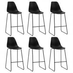 Sonata Бар столове, 6 бр, черни, пластмаса - Бар столове