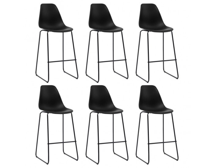Sonata Бар столове, 6 бр, черни, пластмаса