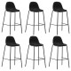 Sonata Бар столове, 6 бр, черни, текстил