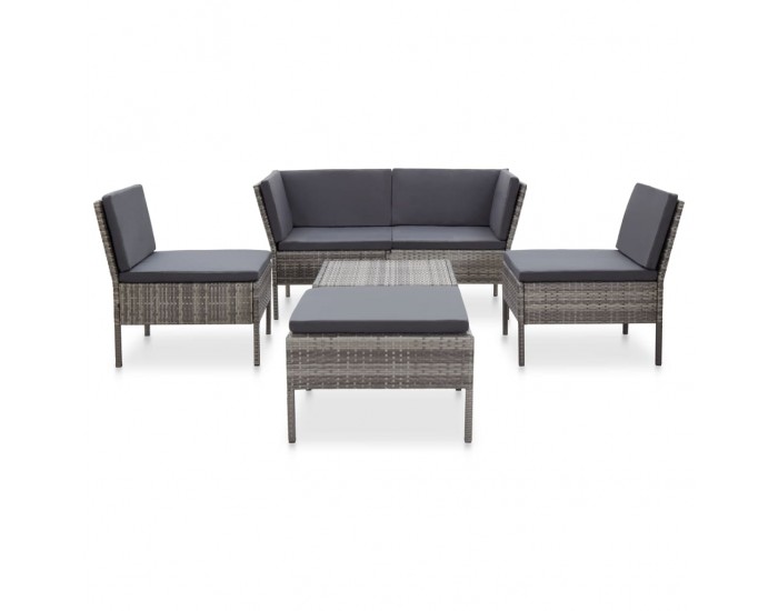 Sonata Градински комплект с възглавници, 6 части, полиратан, сив