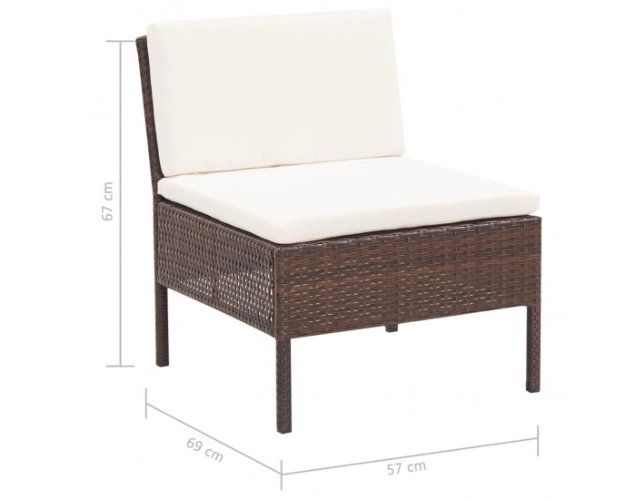 Sonata Градински комплект с възглавници, 3 части, кафяв полиратан