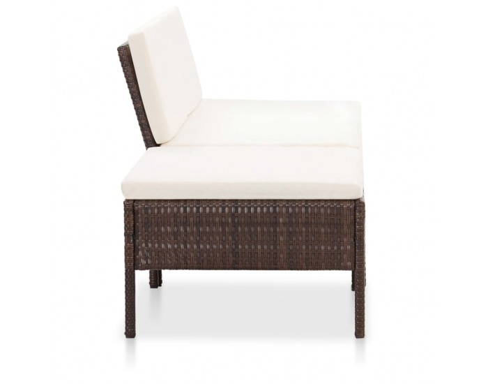 Sonata Градински комплект с възглавници, 3 части, кафяв полиратан