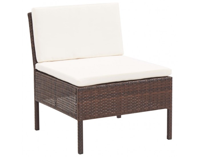 Sonata Градински комплект с възглавници, 3 части, кафяв полиратан