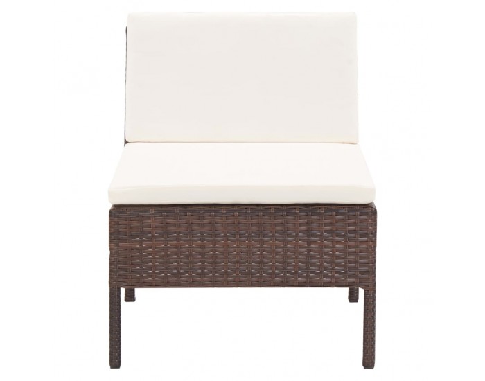 Sonata Градински комплект с възглавници, 3 части, кафяв полиратан