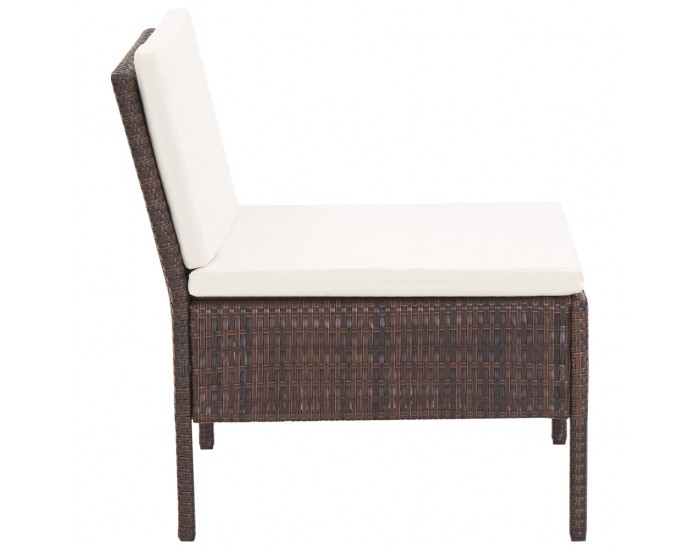 Sonata Градински комплект с възглавници, 3 части, кафяв полиратан