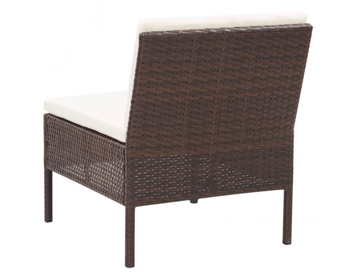 Sonata Градински комплект с възглавници, 3 части, кафяв полиратан