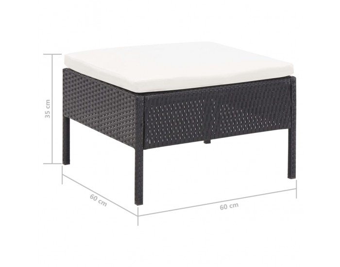 Sonata Градински комплект с възглавници, 3 части, черен полиратан