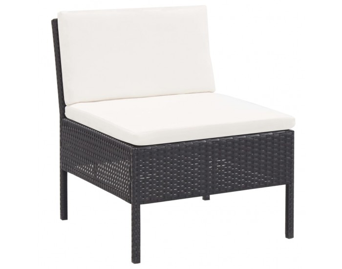 Sonata Градински комплект с възглавници, 3 части, черен полиратан