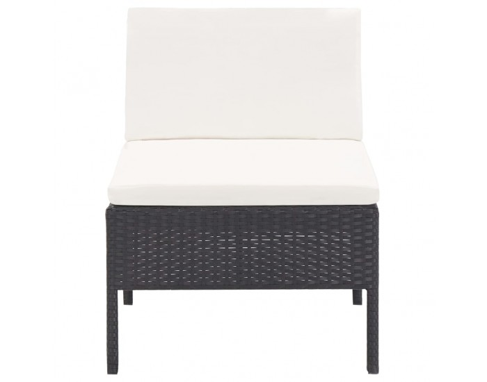 Sonata Градински комплект с възглавници, 3 части, черен полиратан