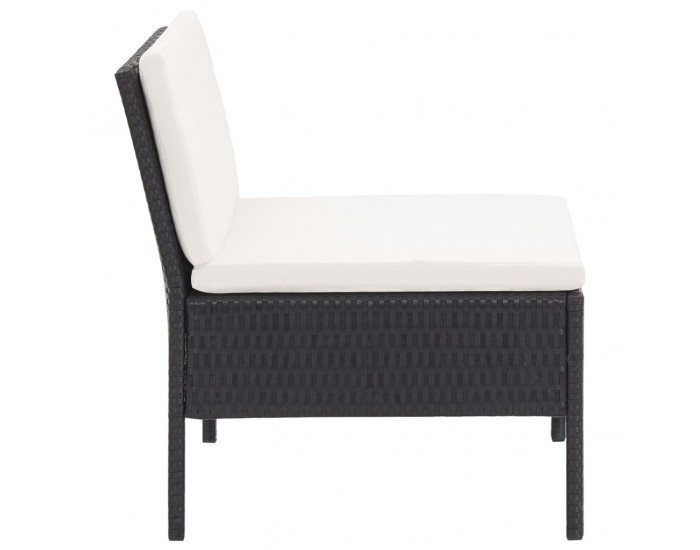 Sonata Градински комплект с възглавници, 3 части, черен полиратан