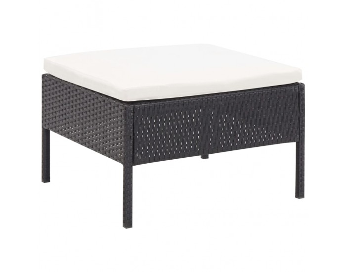 Sonata Градински комплект с възглавници, 3 части, черен полиратан