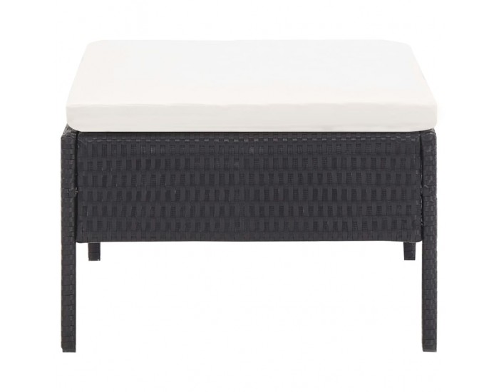 Sonata Градински комплект с възглавници, 3 части, черен полиратан