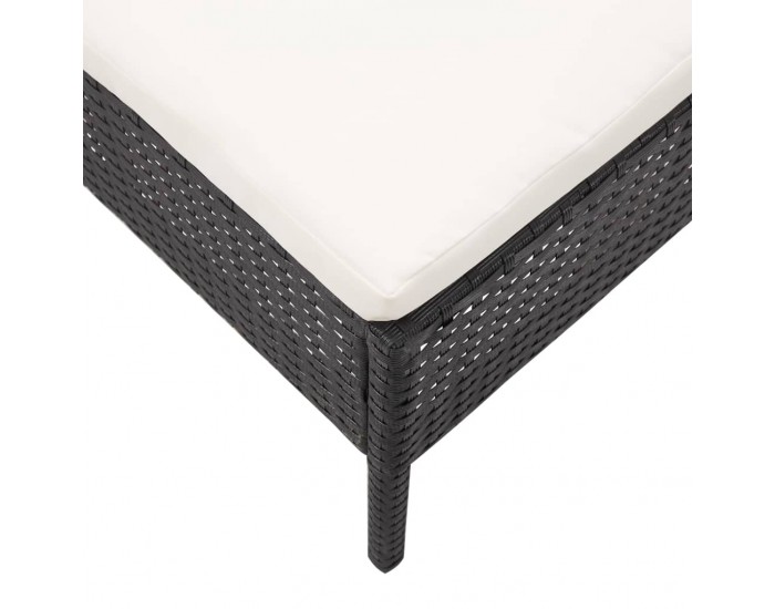 Sonata Градински комплект с възглавници, 3 части, черен полиратан