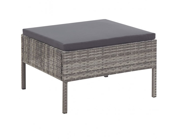 Sonata Градински комплект с възглавници, 3 части, полиратан, сив