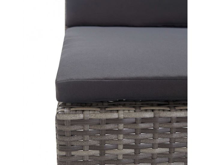 Sonata Градински комплект с възглавници, 3 части, полиратан, сив