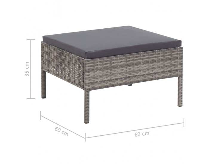 Sonata Градински комплект с възглавници, 3 части, полиратан, сив