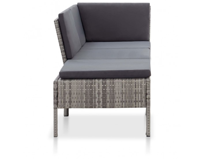 Sonata Градински комплект с възглавници, 3 части, полиратан, сив