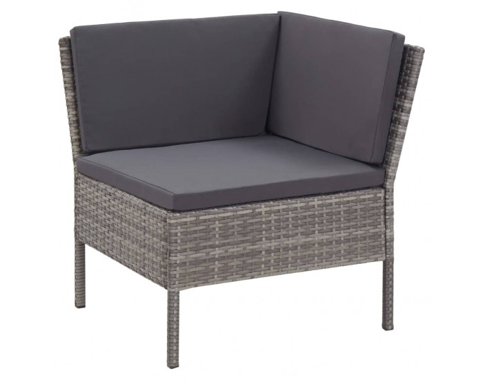 Sonata Градински комплект с възглавници, 3 части, полиратан, сив