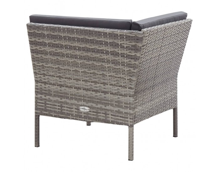 Sonata Градински комплект с възглавници, 3 части, полиратан, сив